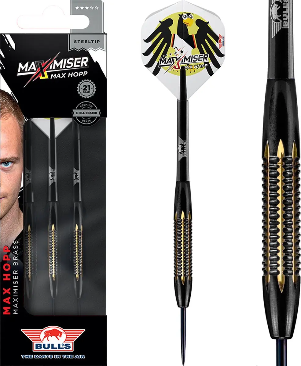 Bull's Max Maximiser Hopp Dartpijlen 21g - 3 Stuks - Zwart