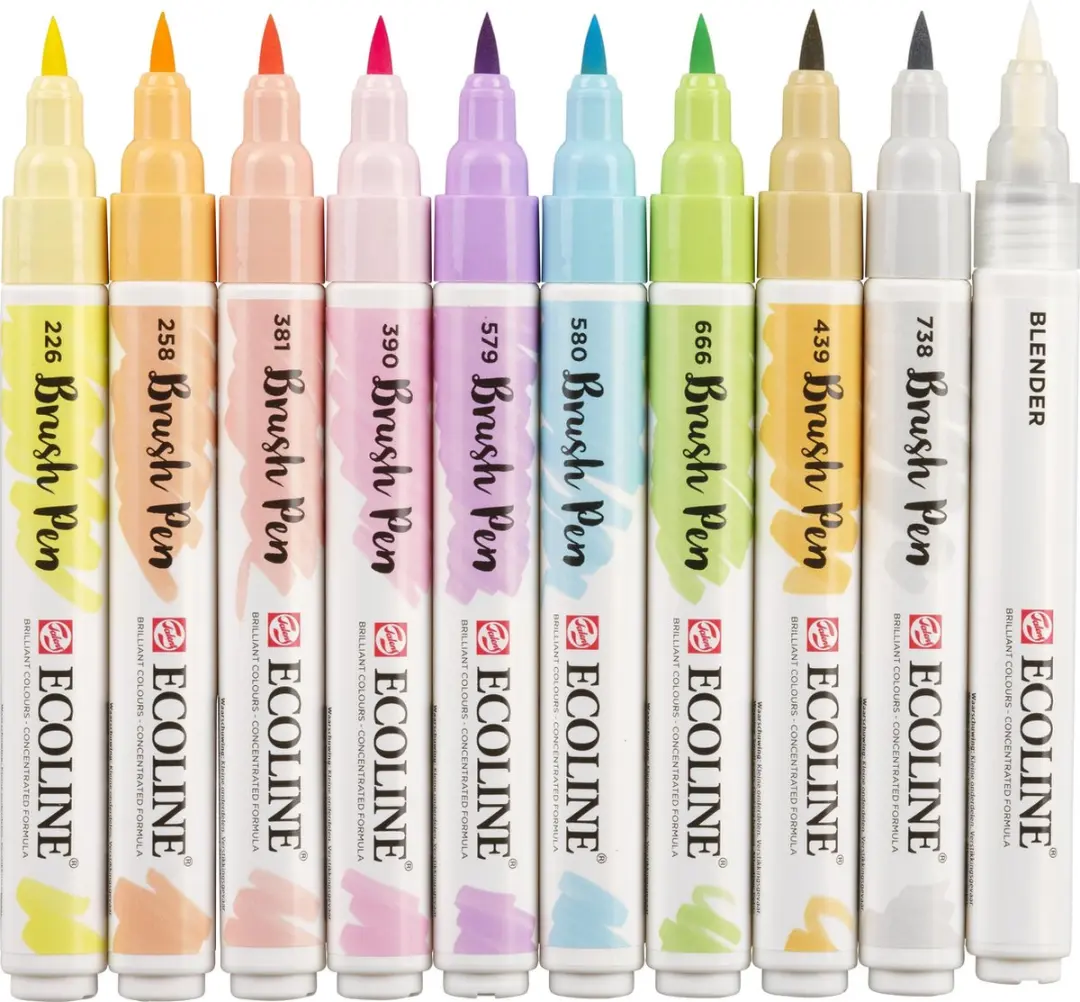 Ecoline Brush Pen Set 10 Pastel Kleuren