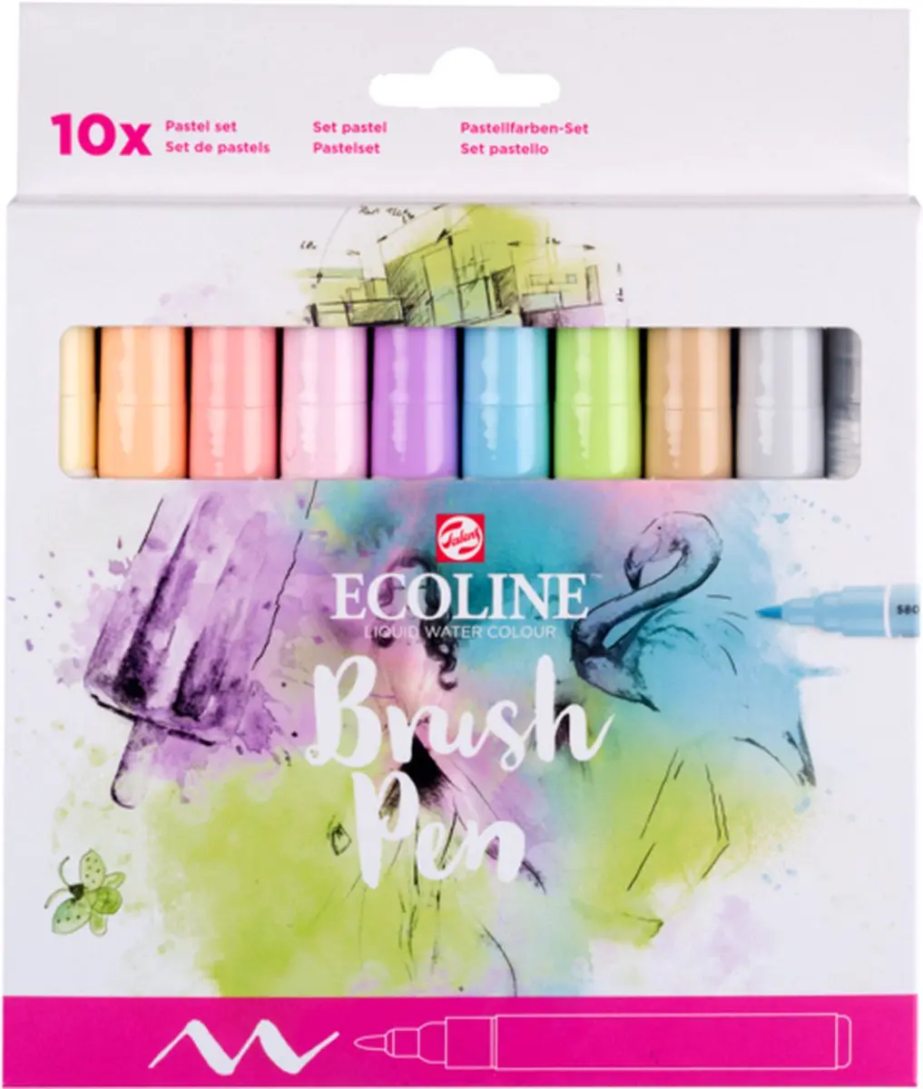 Ecoline Brush Pen Set 10 Pastel Kleuren