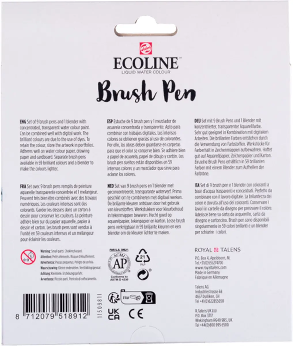 Ecoline Brush Pen Set 10 Pastel Kleuren