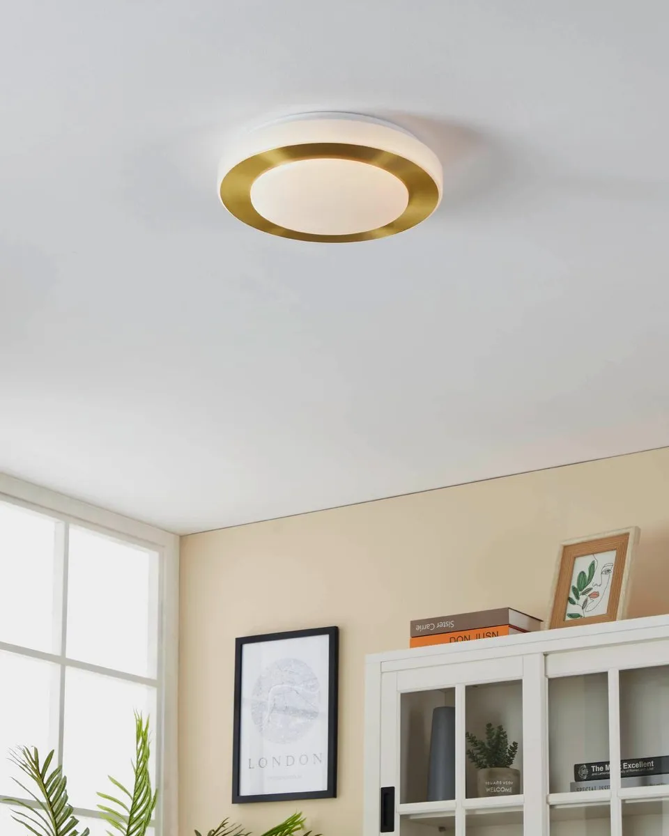 Eglo Led Carpi Plafondlamp Ø30cm - Goud/Wit - afbeelding 6 van 6