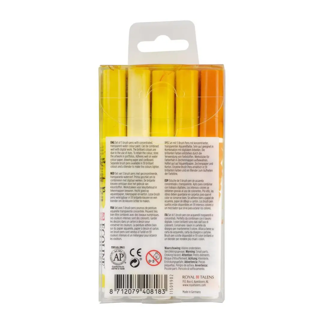 Ecoline Brush Pen Set - 5 Stuks Geel