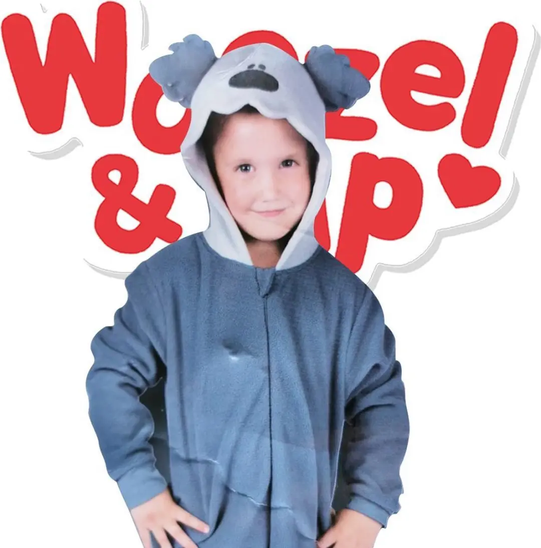 Woezel & Pip Onesie - Pyjama 116/122 - Blauw/Grijs