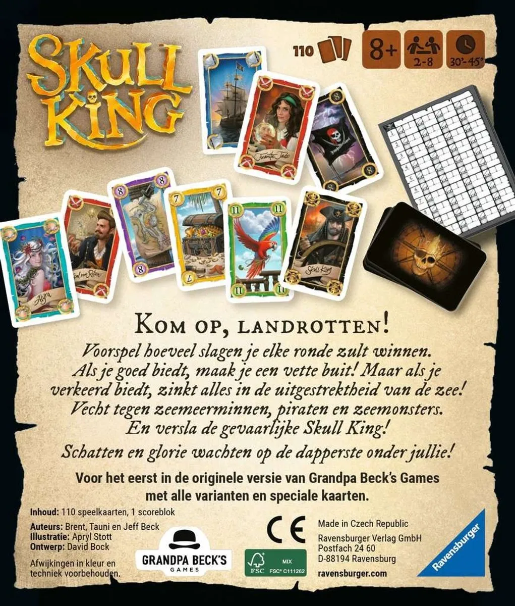 Ravensburger Skull King Kaartspel 22748 - 2-8 Spelers