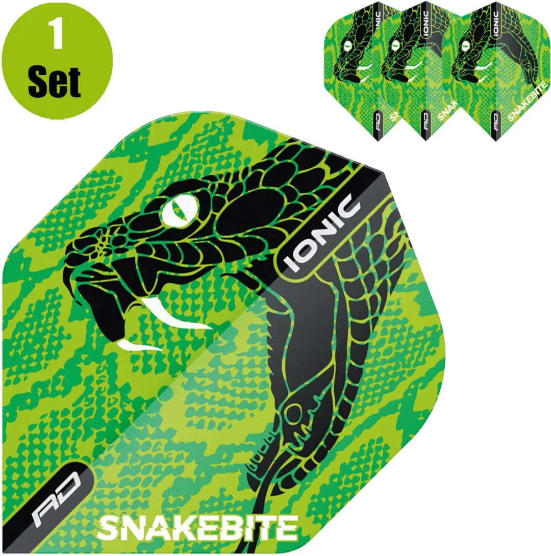 Red Dragon Peter Wright Hardcore Ionic Snakebite Dart Flights - Groen - 3 Stuks