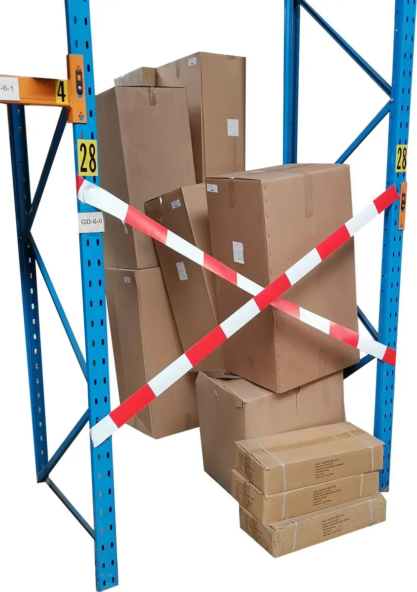 Kortpack Afzetlint 75mm x 100m - Papier - Rood/Wit