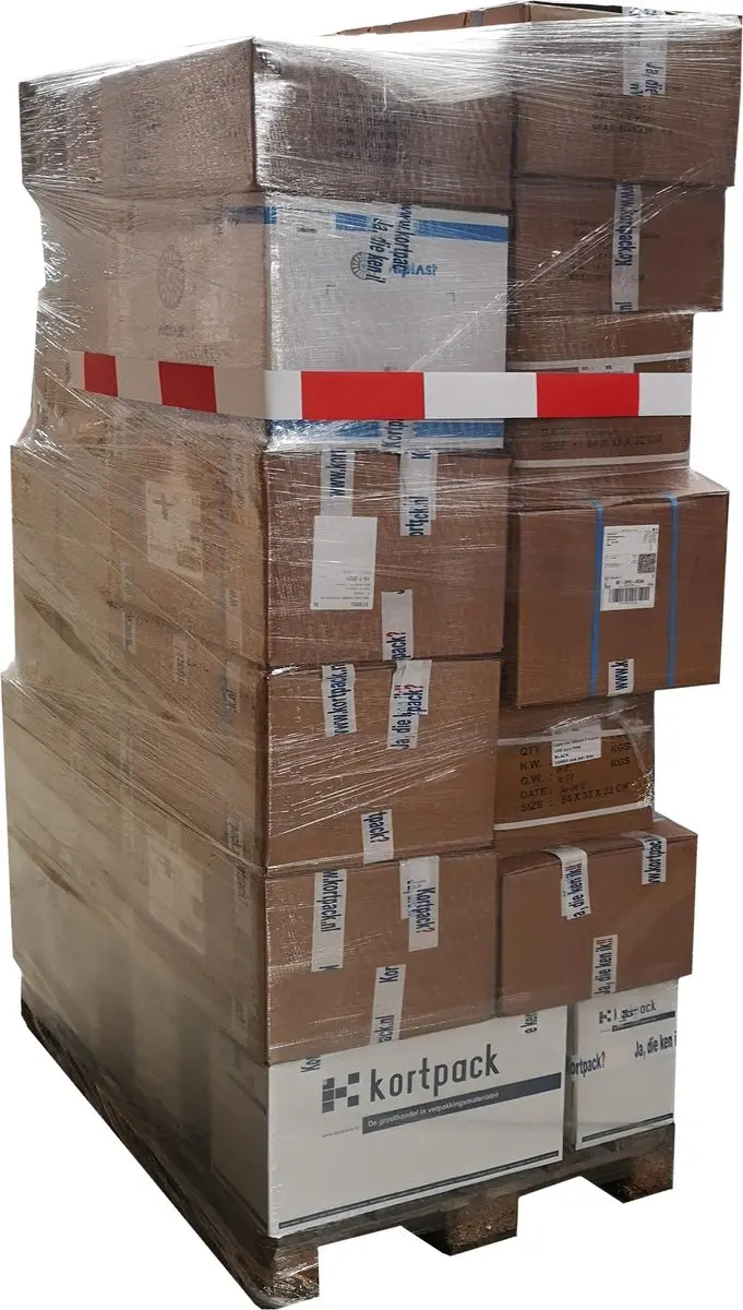 Kortpack Afzetlint 75mm x 100m - Papier - Rood/Wit