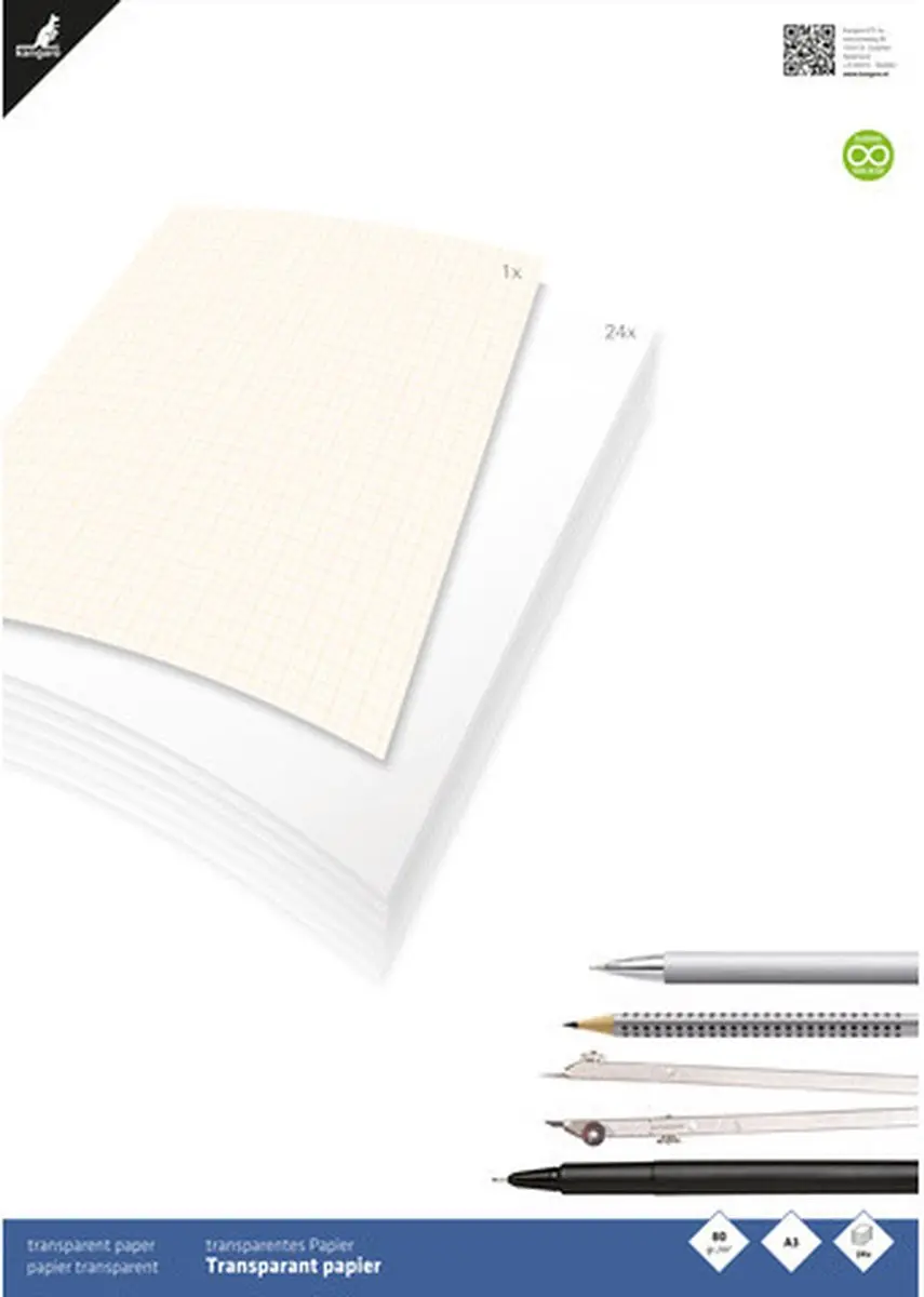 Kangaro A3 Overtrekpapier Transparant - 48 Vellen (2x24)
