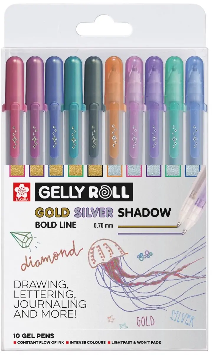 Sakura Gelly Roll Gold Silver Shadow Set - 10 Stuks