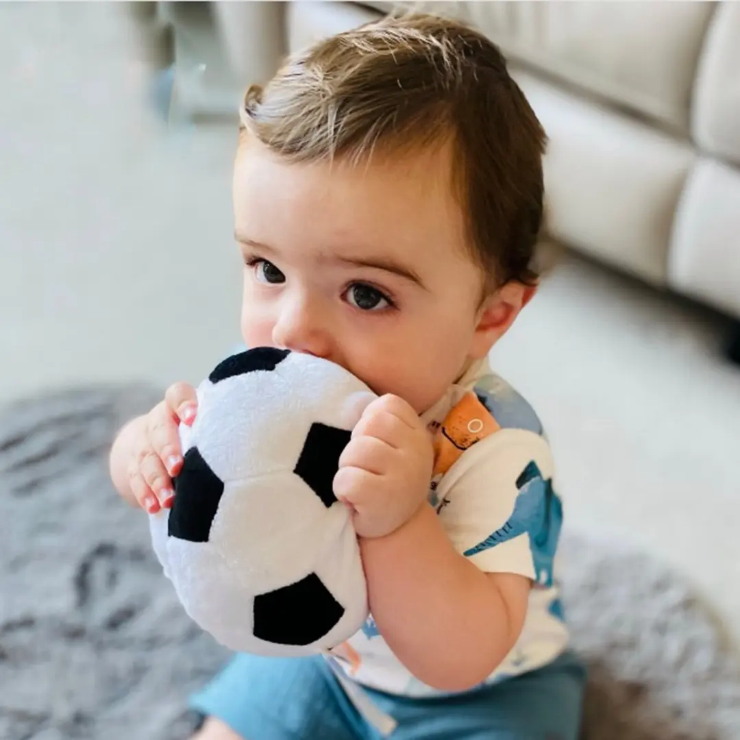Playgro My First Soccer Pluche Voetbal 13cm - Zwart/Wit