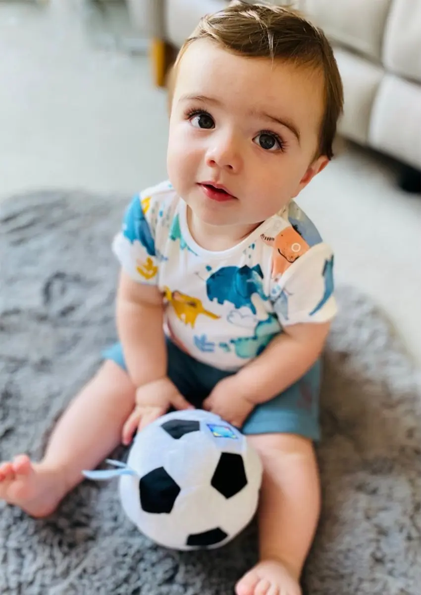 Playgro My First Soccer Pluche Voetbal 13cm - Zwart/Wit