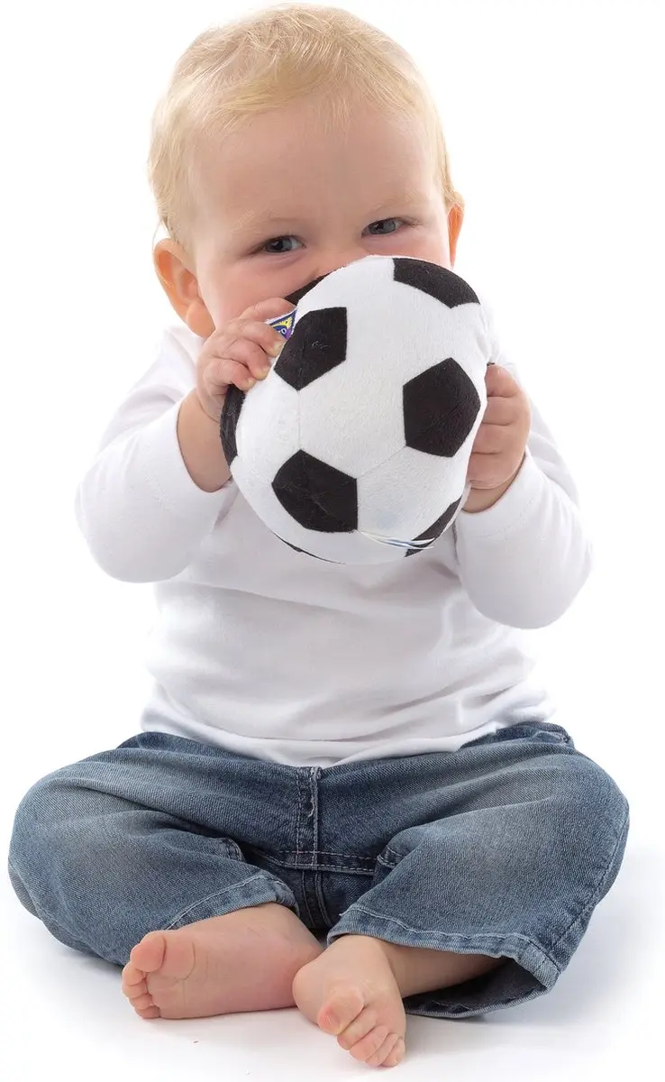 Playgro My First Soccer Pluche Voetbal 13cm - Zwart/Wit