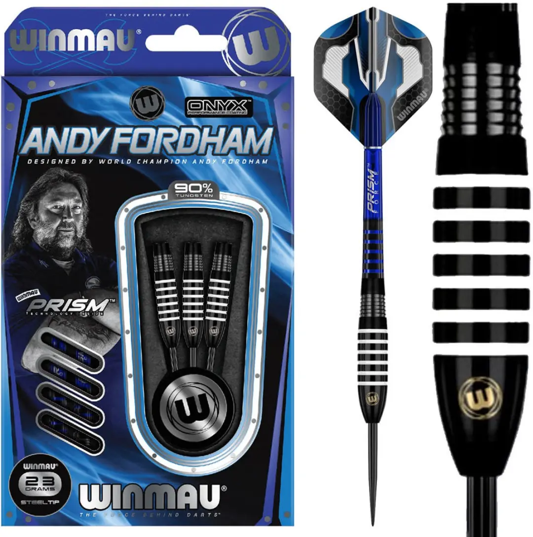 Winmau Andy Fordham Onyx Dartpijlen - 3 Stuks - Zwart/Wit