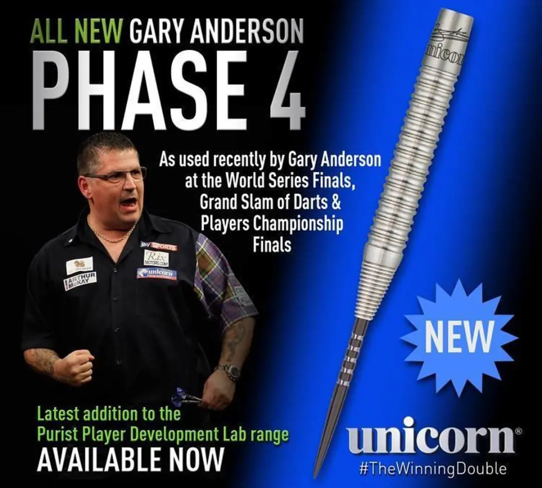 Unicorn Purist Gary Anderson W.C. Phase 4 Dartpijlen - 3 Stuks - Zilver