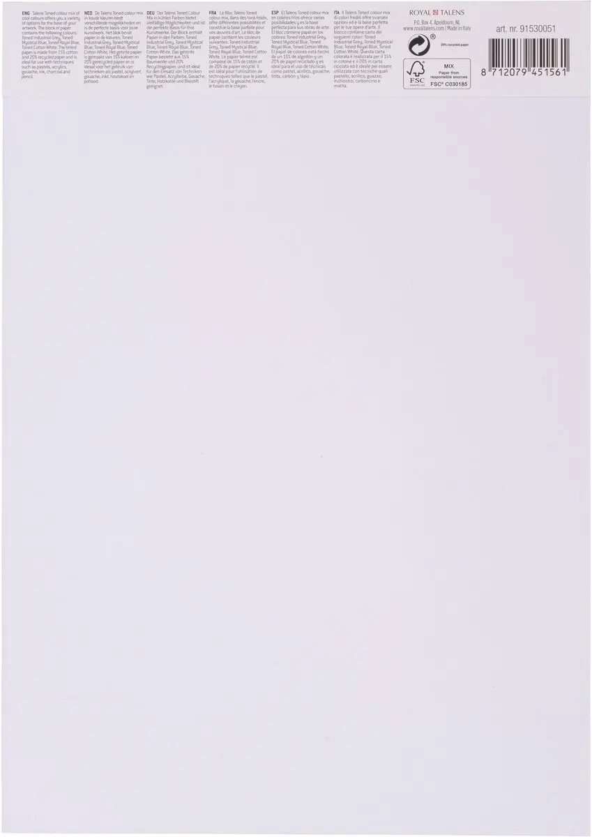 Royal Talens Toned Colour Mix Koud - 4 Kleuren 50 Vel