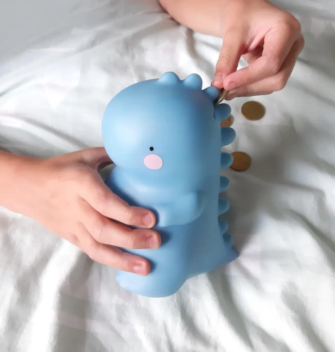 A Little Lovely Company T-Rex Spaarpot - Blauw