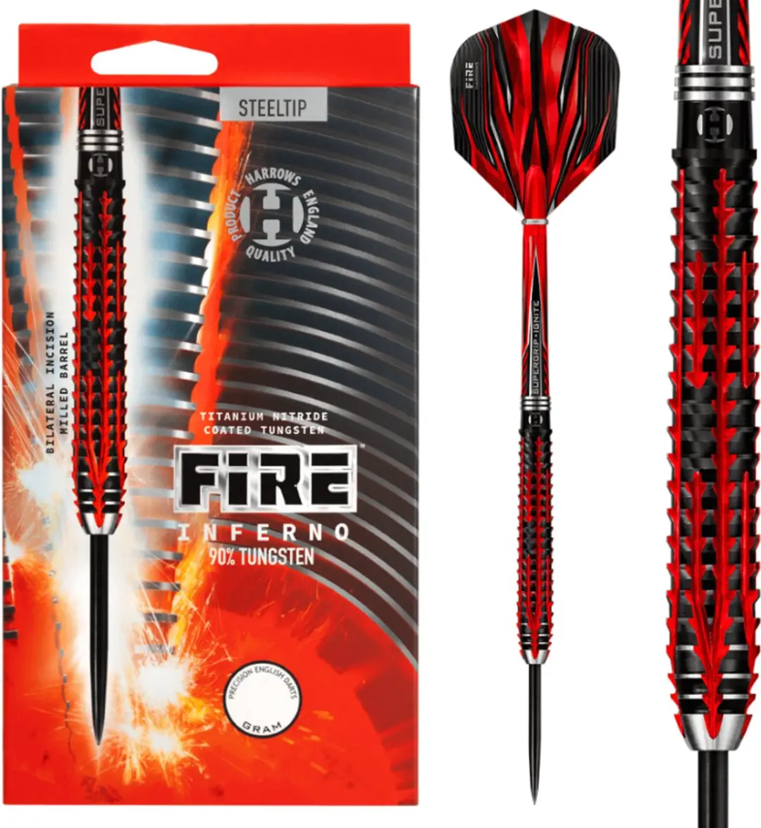 Harrows Fire Inferno 90% Tungsten 23gr - 3 Stuks - Rood/Zwart