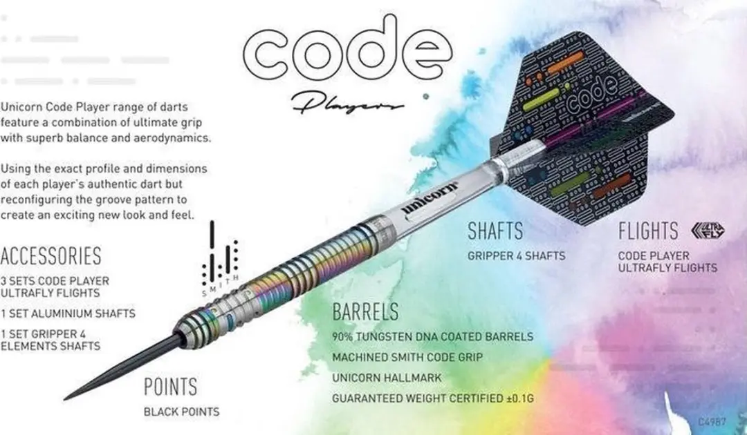Unicorn Code Michael Smith Dartpijlen 22g - 3 Stuks - Multicolor