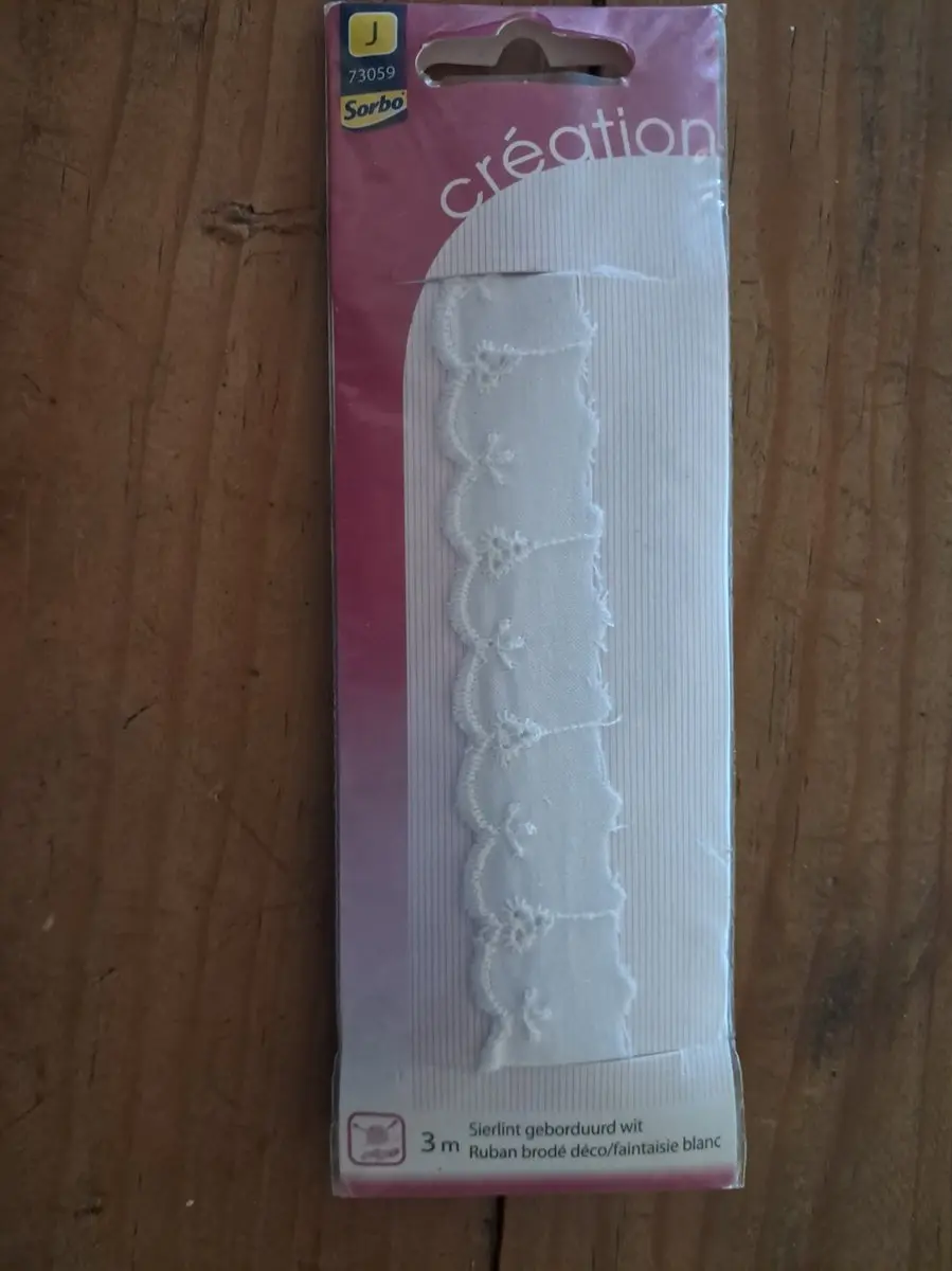 Sorbo Sierlint Geborduurd Wit 3m