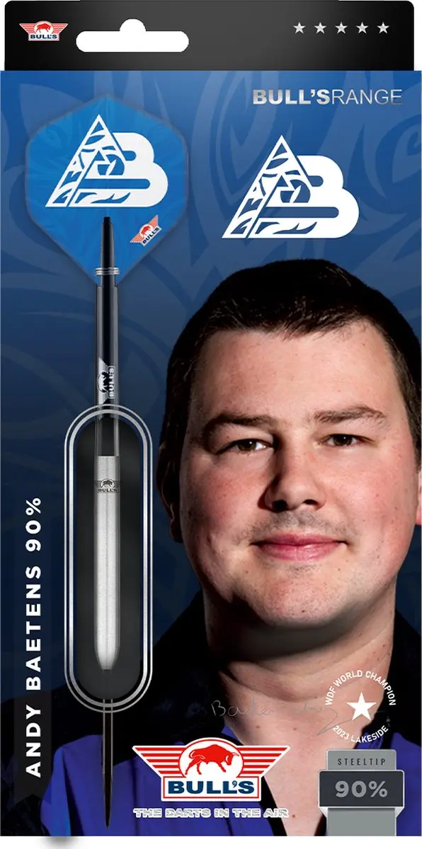 Bull's Andy Baetens Dartpijlen 90% Tungsten 24g - 3 Stuks - Zilver/Blauw