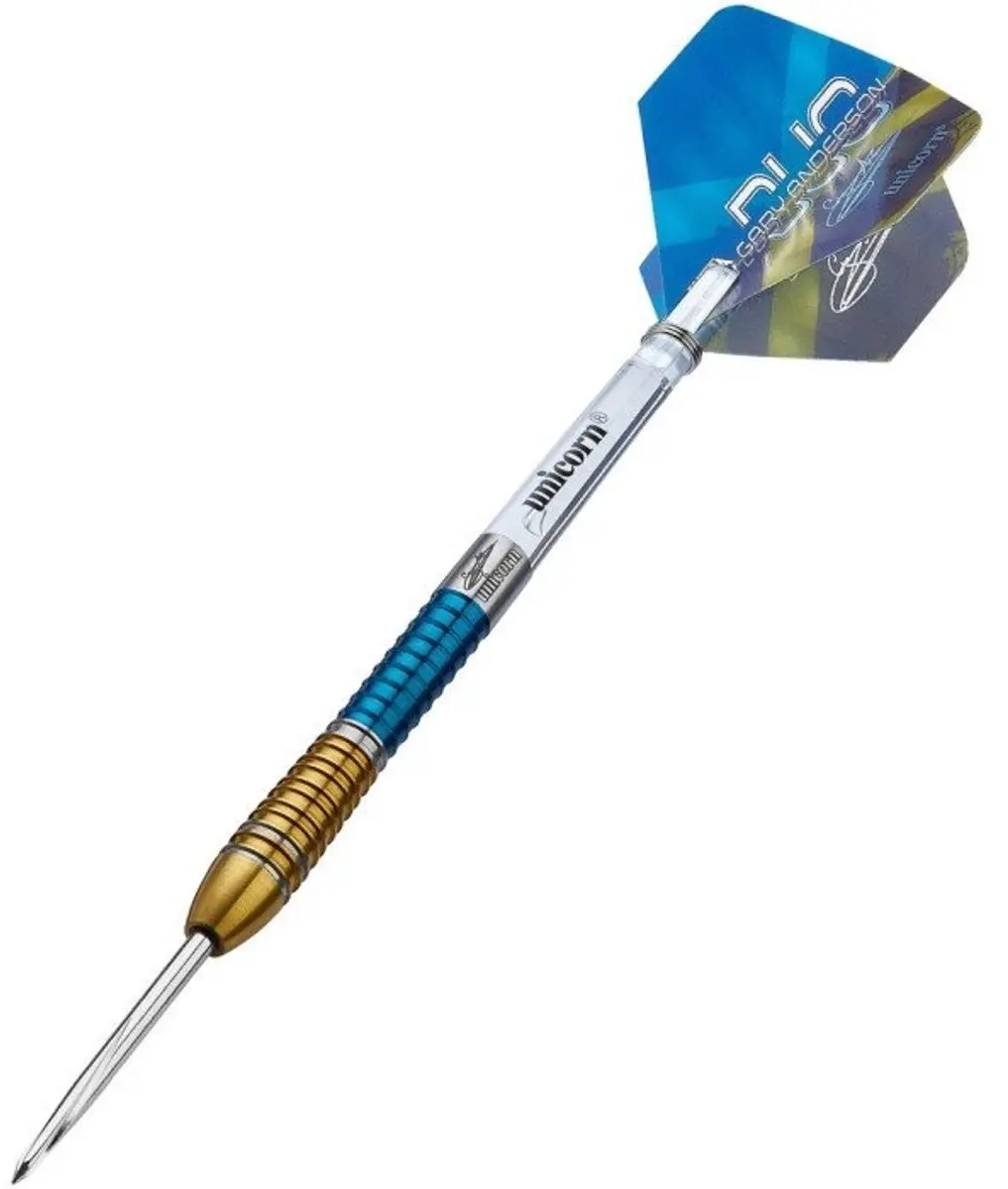 Unicorn Gary Anderson Phase 6 Duo 90% Dartpijlen - 3 Stuks - Goud/Blauw/Zilver