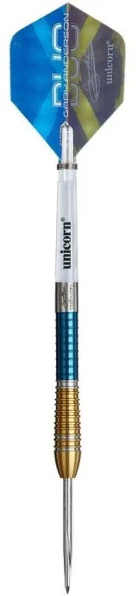 Unicorn Gary Anderson Phase 6 Duo 90% Dartpijlen - 3 Stuks - Goud/Blauw/Zilver
