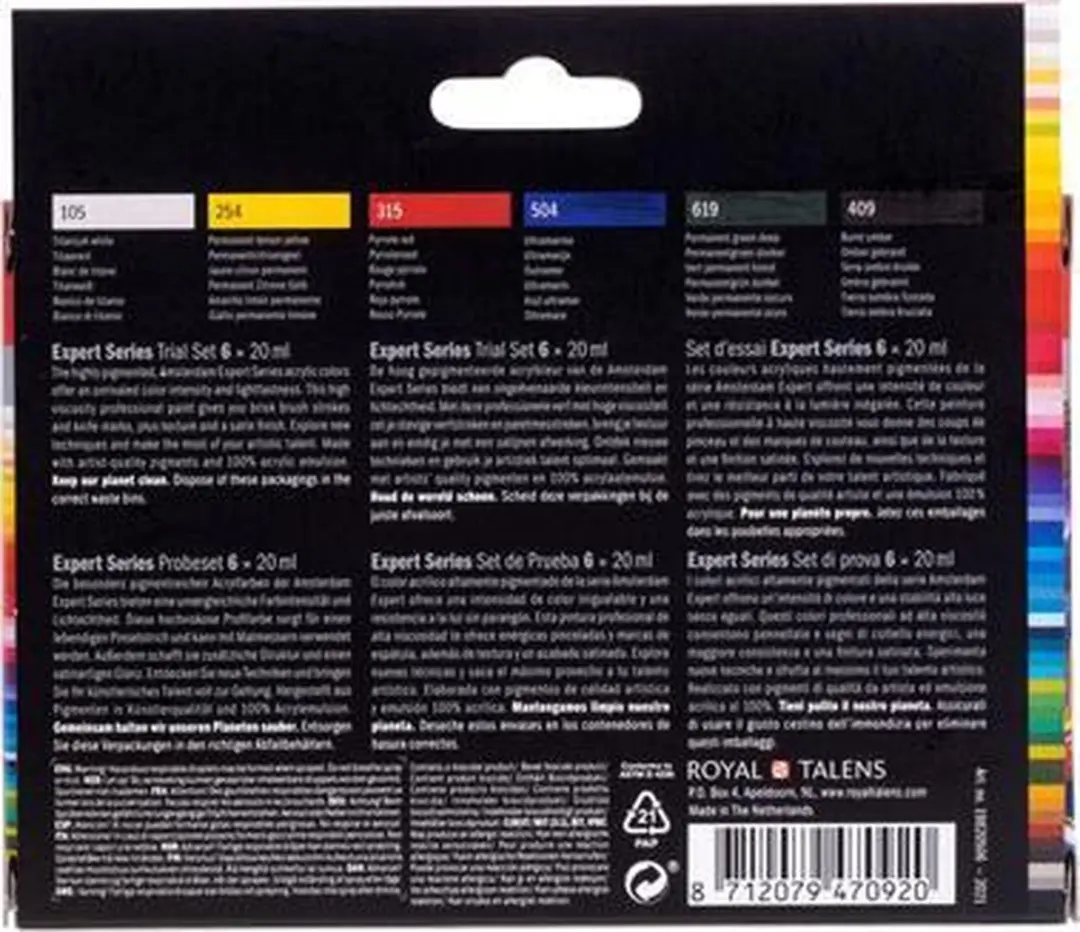 Amsterdam Expert Series Acrylverf Proefset - 6 Kleuren 20ml