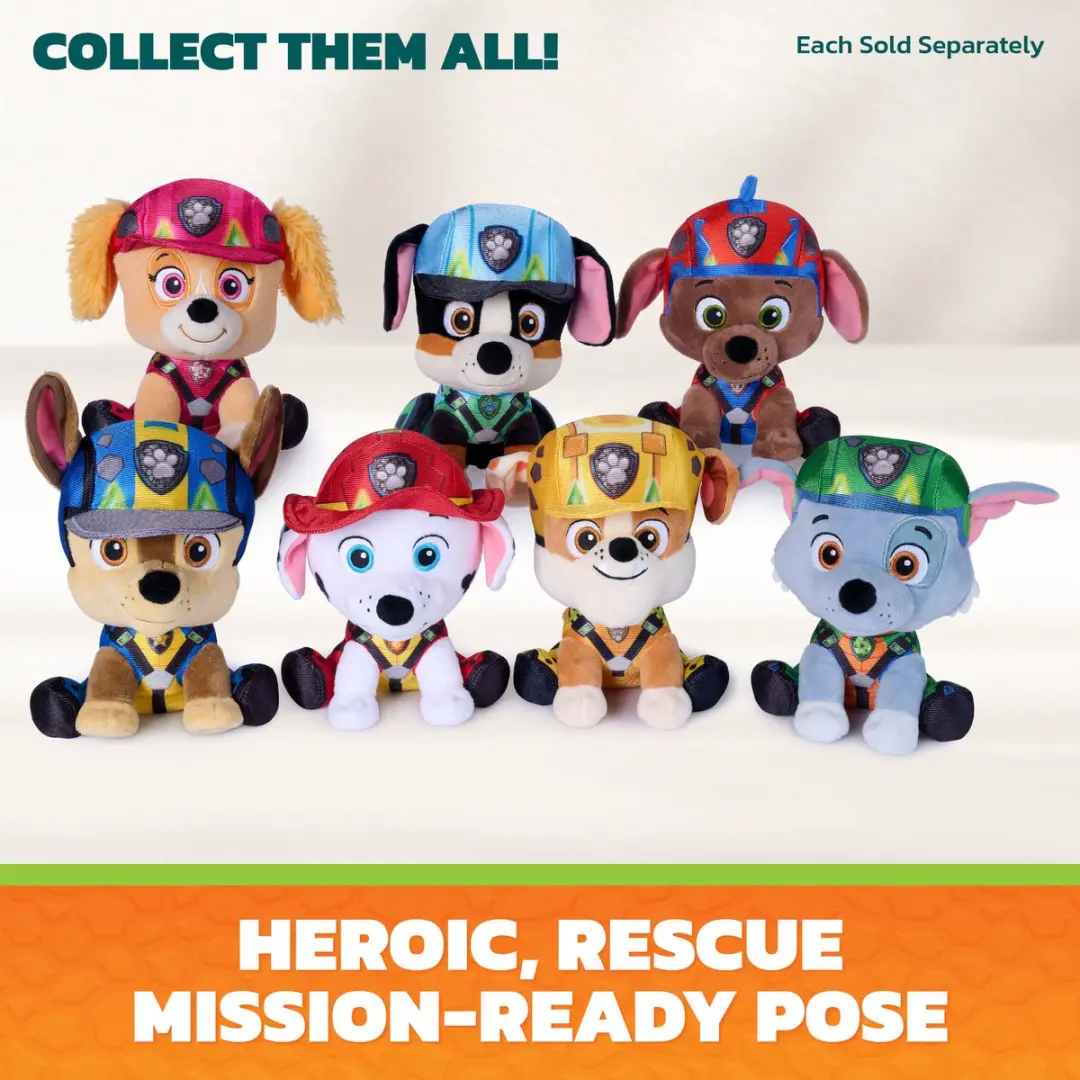 PAW Patrol Rocky Dino Knuffel 15cm - Zwart/Wit/Blauw/Bruin/ Groen