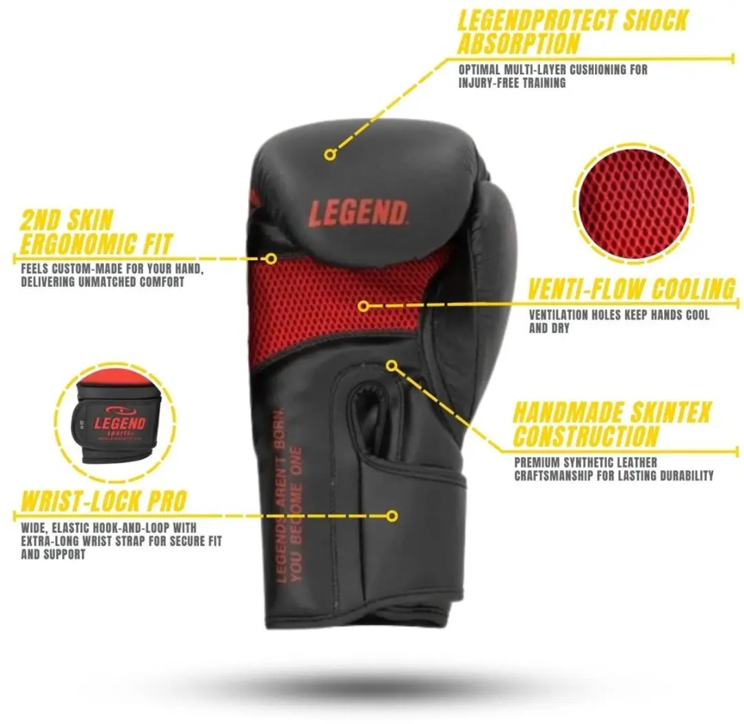 Legend EcoFIT Bokshandschoenen 8 oz - Zwart/Rood