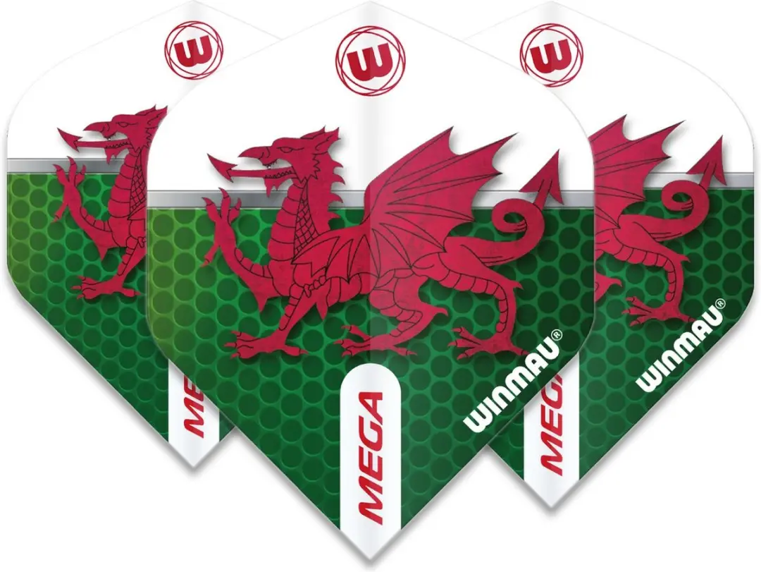 Winmau Mega Standard Wales Dartvluchten 3 Stuks - Wit/Groen/Rood - afbeelding 6 van 6