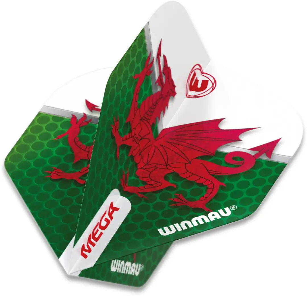 Winmau Mega Standard Wales Dartvluchten 3 Stuks - Wit/Groen/Rood