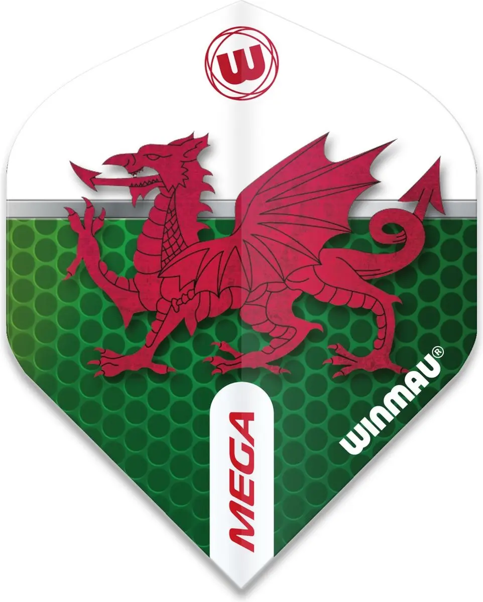Winmau Mega Standard Wales Dartvluchten 3 Stuks - Wit/Groen/Rood