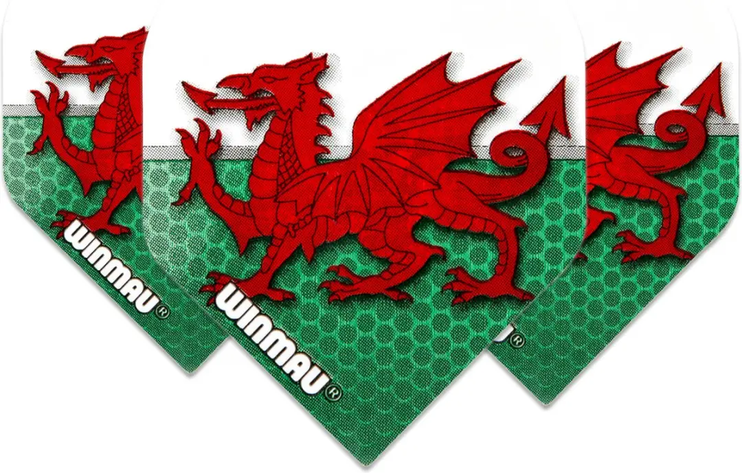 Winmau Mega Standard Wales Dartvluchten 3 Stuks - Wit/Groen/Rood