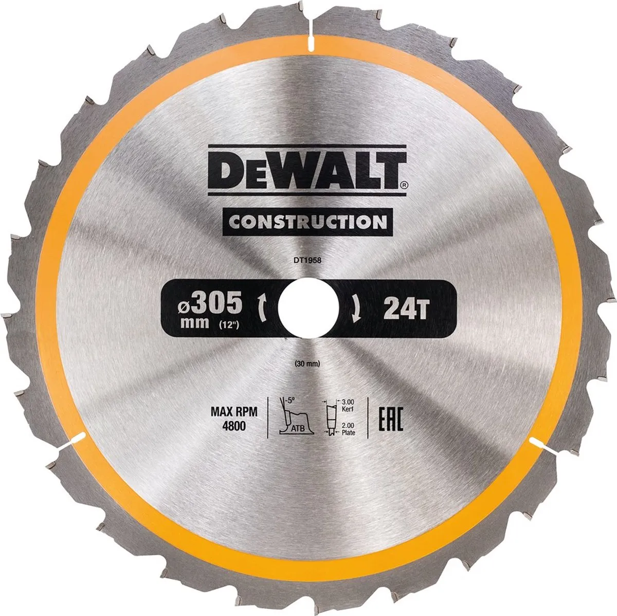 DeWalt DT1958-QZ Cirkelzaagblad Hout 305mm 24T