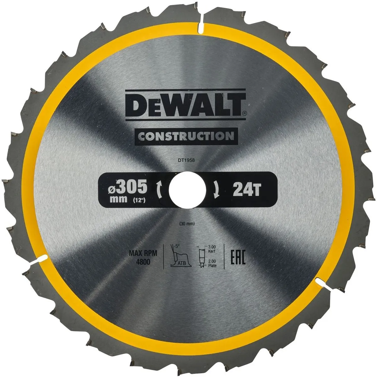 DeWalt DT1958-QZ Cirkelzaagblad Hout 305mm 24T