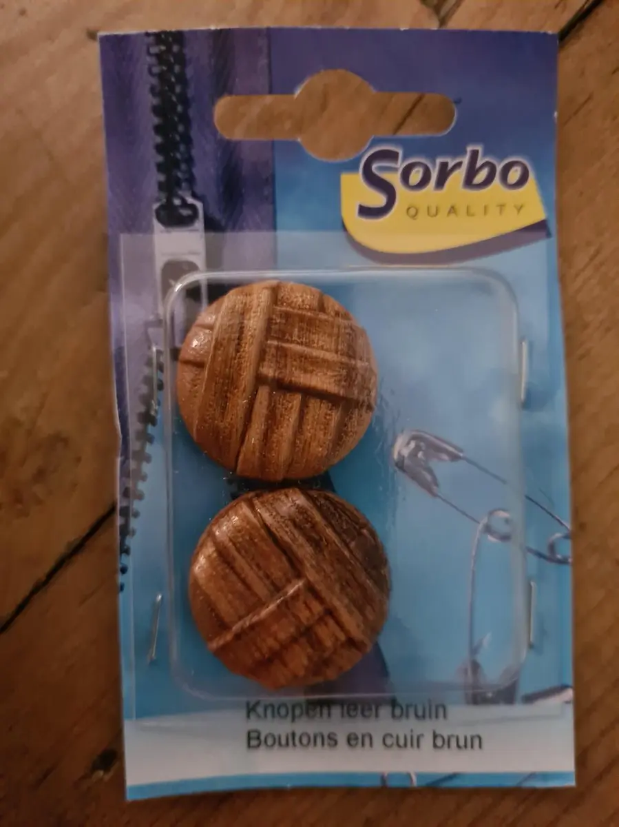 Sorbo 2 Knopen Leer Bruin 23mm