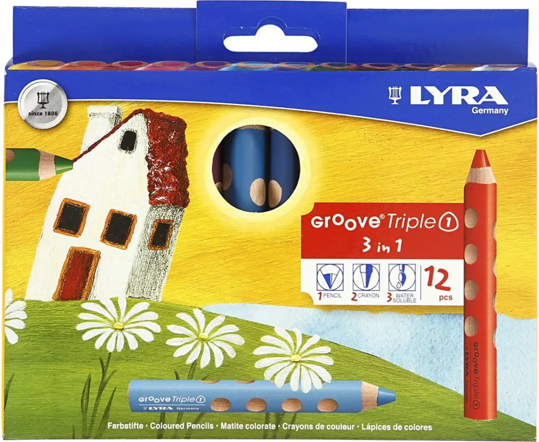 Lyra Groove 3-in-1 Kleurpotloden - 12 Stuks Multicolor