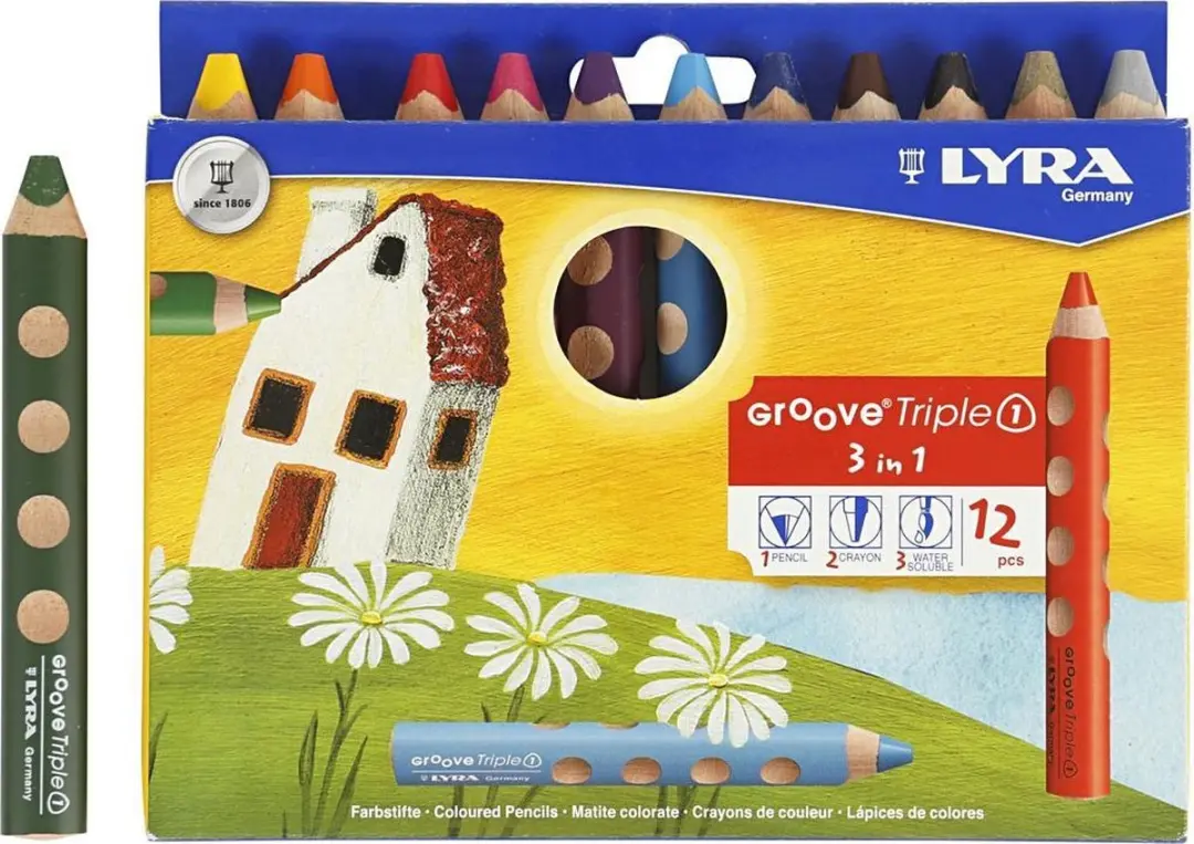 Lyra Groove 3-in-1 Kleurpotloden - 12 Stuks Multicolor