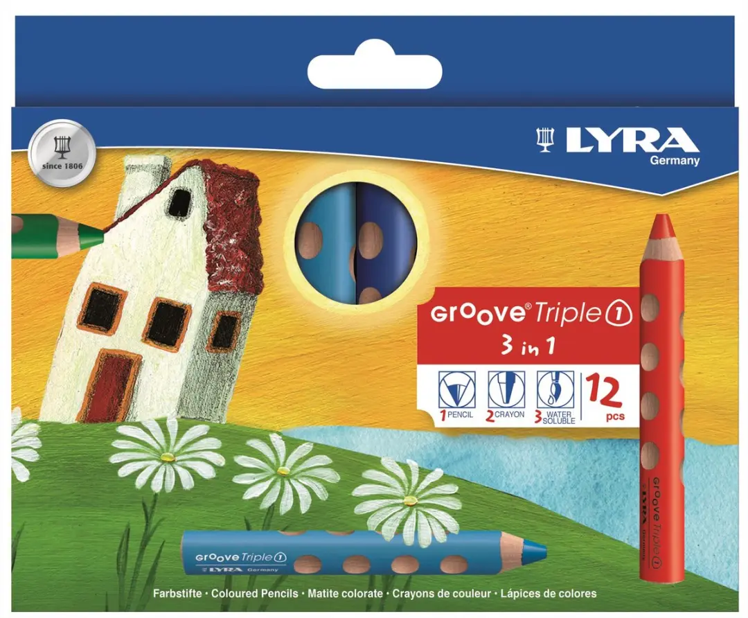 Lyra Groove 3-in-1 Kleurpotloden - 12 Stuks Multicolor