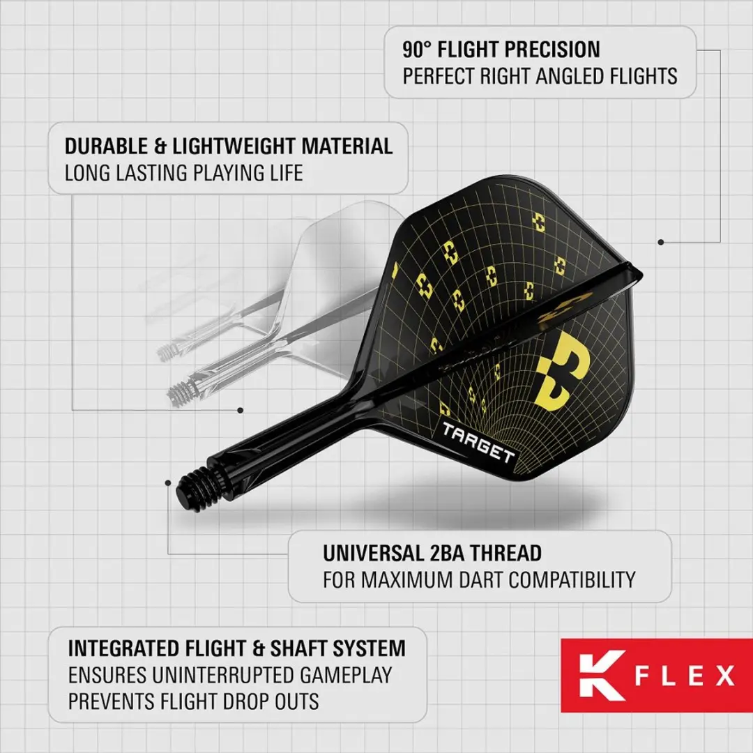 Target K-Flex Bolide NO2 Dart Flights 3 Stuks - Zwart/Geel
