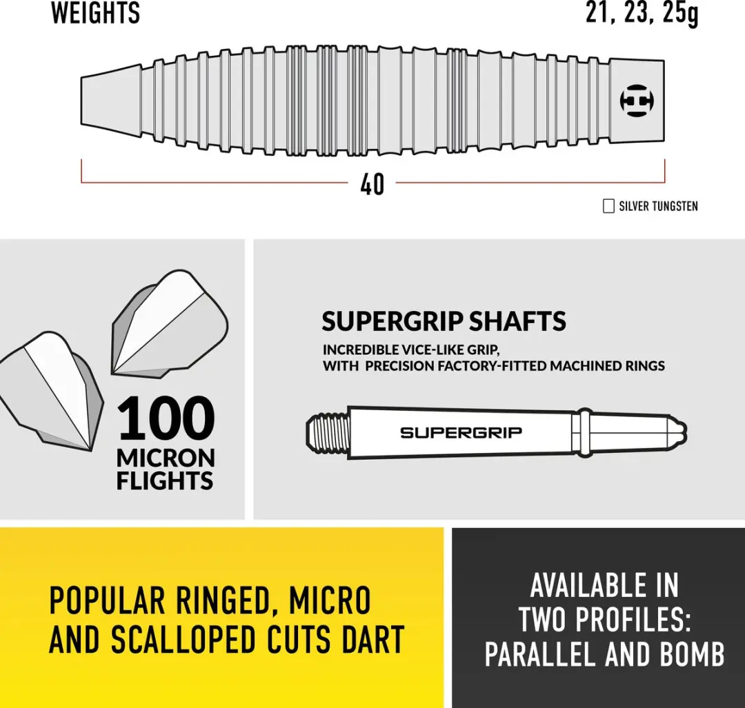Harrows NX90 Bomb Tungsten Dart 21g - 3 Stuks - Geel/Zwart
