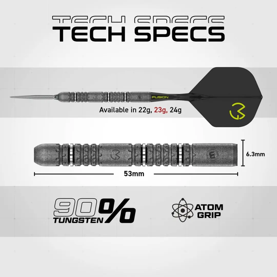 Winmau Michael van Gerwen Signature Edition Switch Point 90% - 3 Darts - Geel/Grijs/Zwart