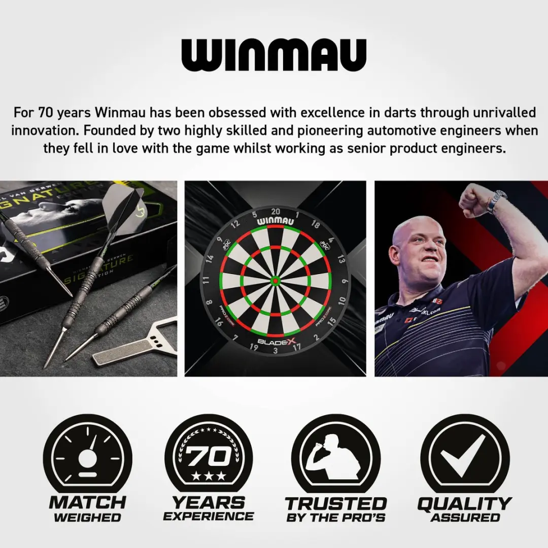 Winmau Michael van Gerwen Signature Edition Switch Point 90% - 3 Darts - Geel/Grijs/Zwart