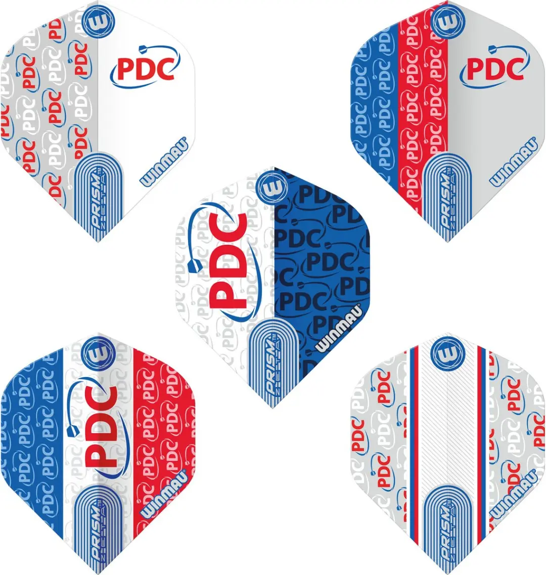 Winmau Prism PDC Dart Flights 8149 - 15 Stuks - Blauw/Grijs/Rood/Wit