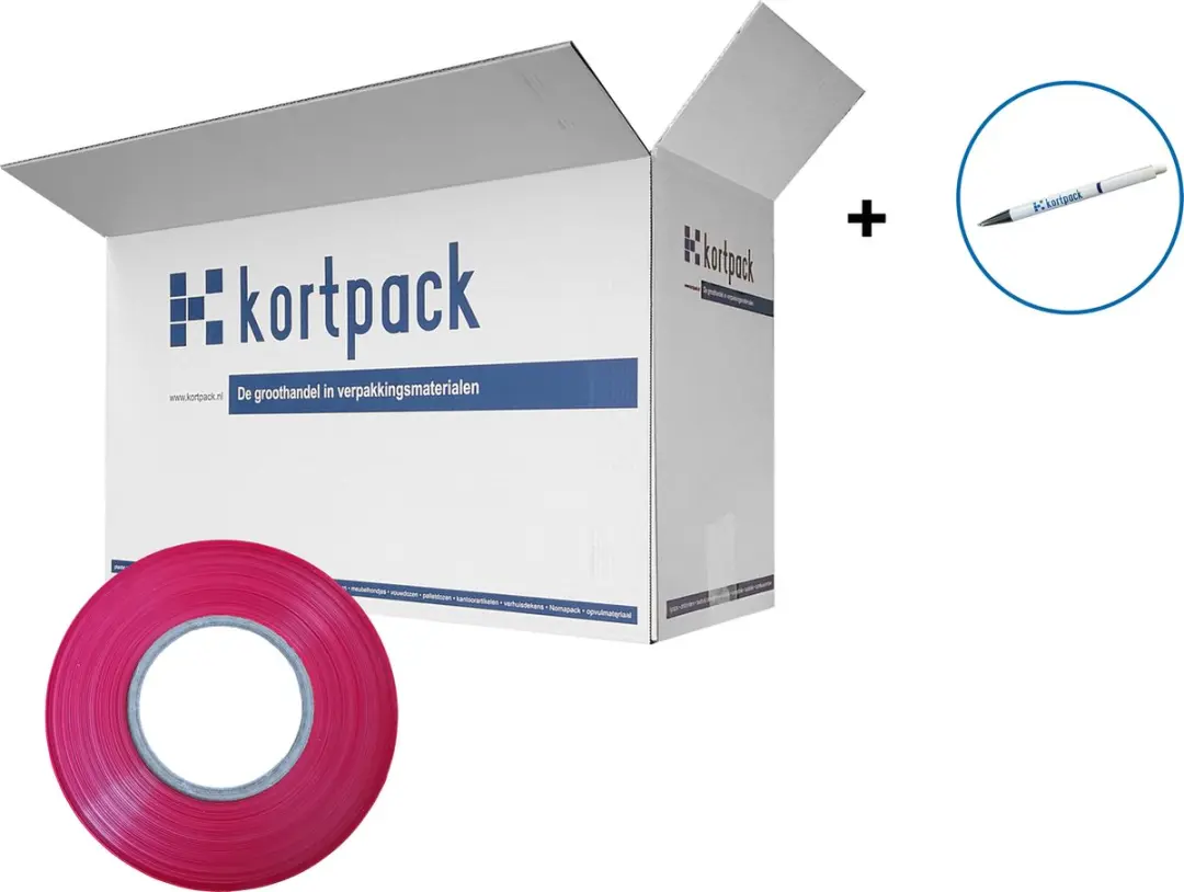 Kortpack Afzetlint 75mm x 100m - 60µm - Rood
