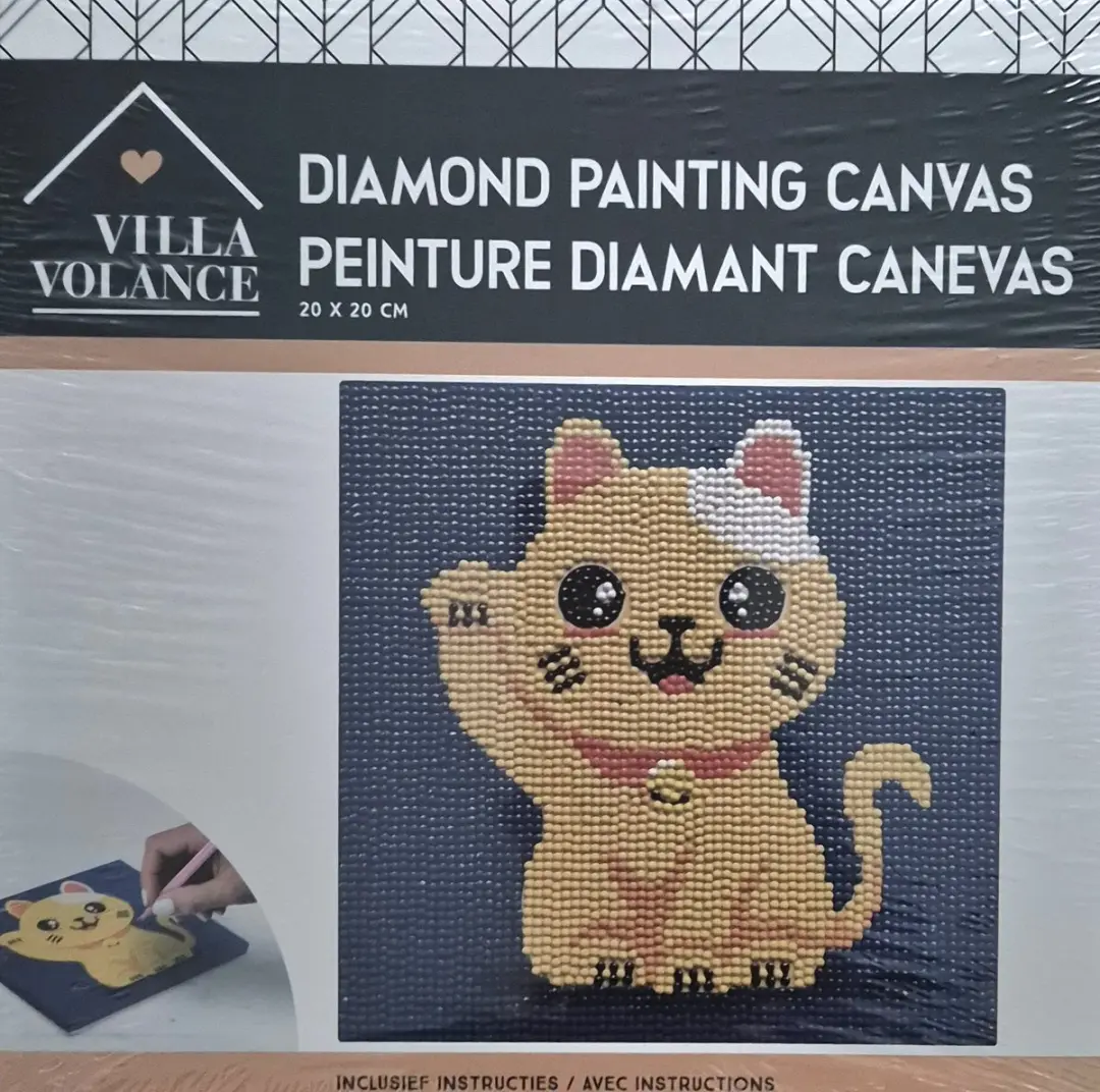 Villa Volance Diamond Painting Canvas Lucky Cat 20x20cm