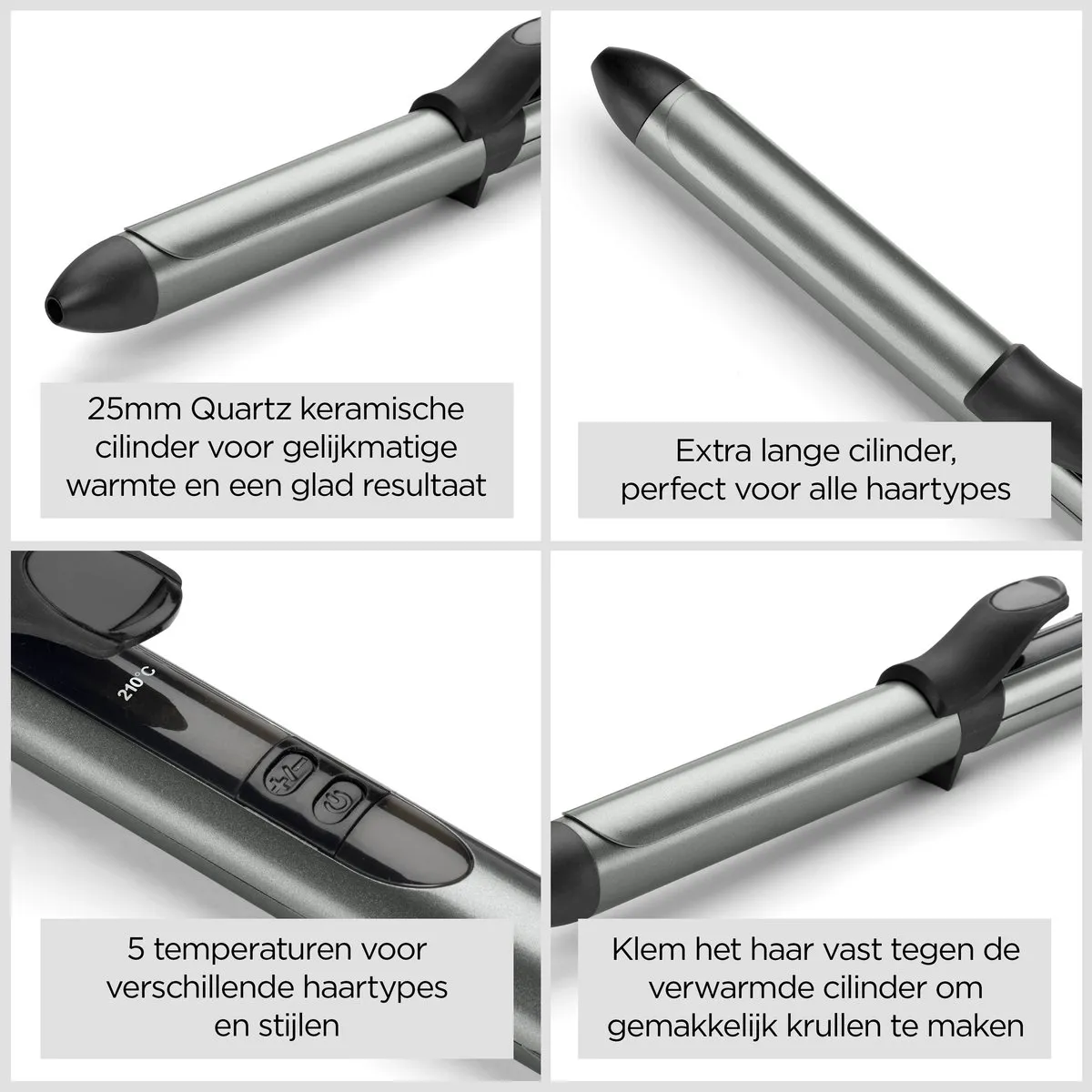 BaByliss Xanadu 25mm Krultang C261E - 6 Temperaturen - Donkergrijs