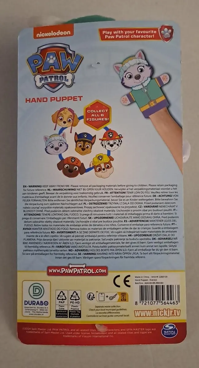 PAW Patrol Handpop Everest - Groen/Wit