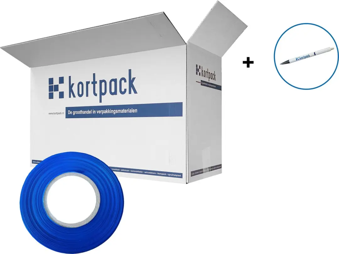 Kortpack Afzetlint 75mm x 250m - Blauw
