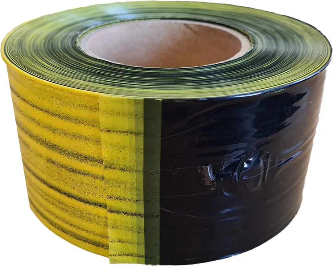 Kortpack Afzetlint 75mm x 100m - 35my - Waarschuwingslint Zwart/Geel Geblokt